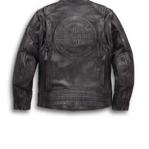Harley Davidson Men Dauntless Convertible 2 in 1 Genuine Cow Leather Jacket - Picture 2 of 4